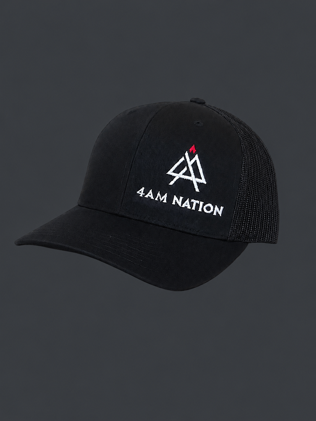 Black hat with '4AM Nation' logo on a dark gray background