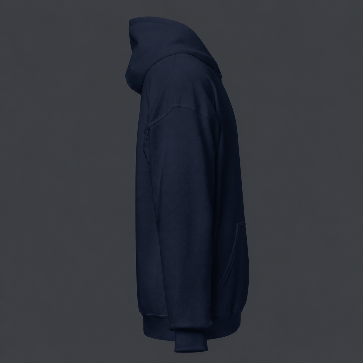 Navy blue 4 am nation hoodie on a matte charcoal background