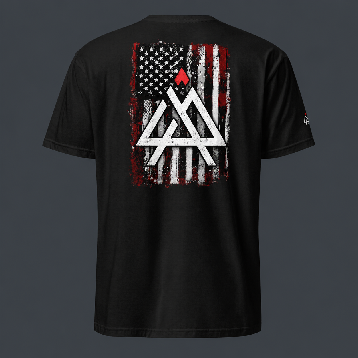 Black t-shirt with a '4 AM NATION FLAG' on the back against a dark background and "4 AM NATION' logo on sleeve