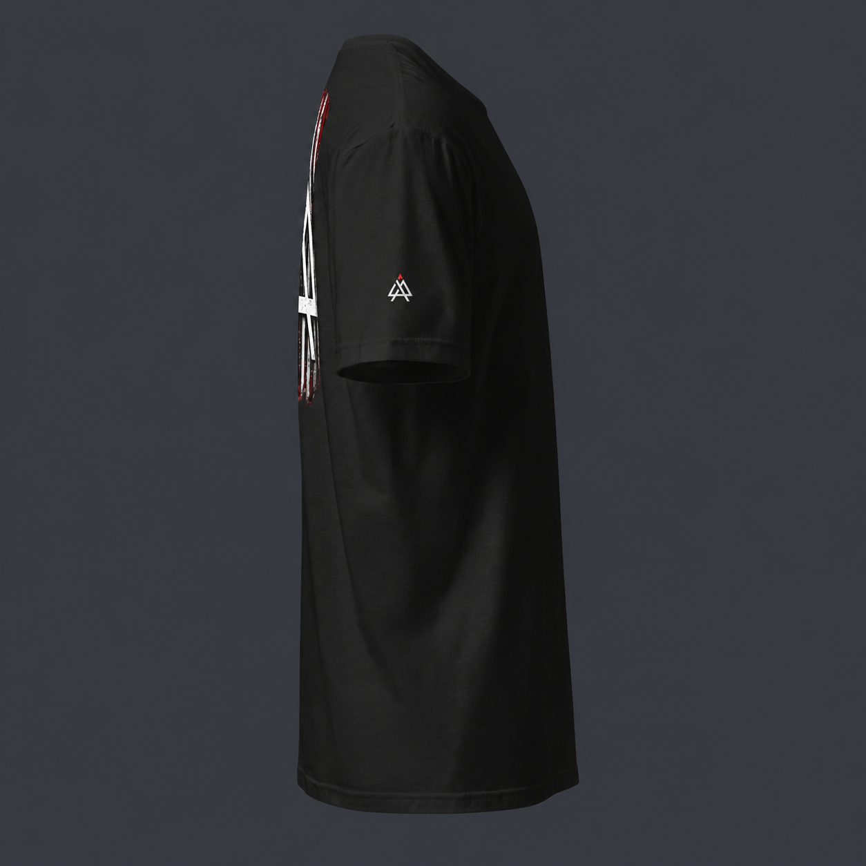 Black t-shirt with a '4 AM NATION' flag on the back against a dark gray background