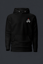 Load image into Gallery viewer, Black hoodie with '4  AM NATION' logo on the chest against a dark background
