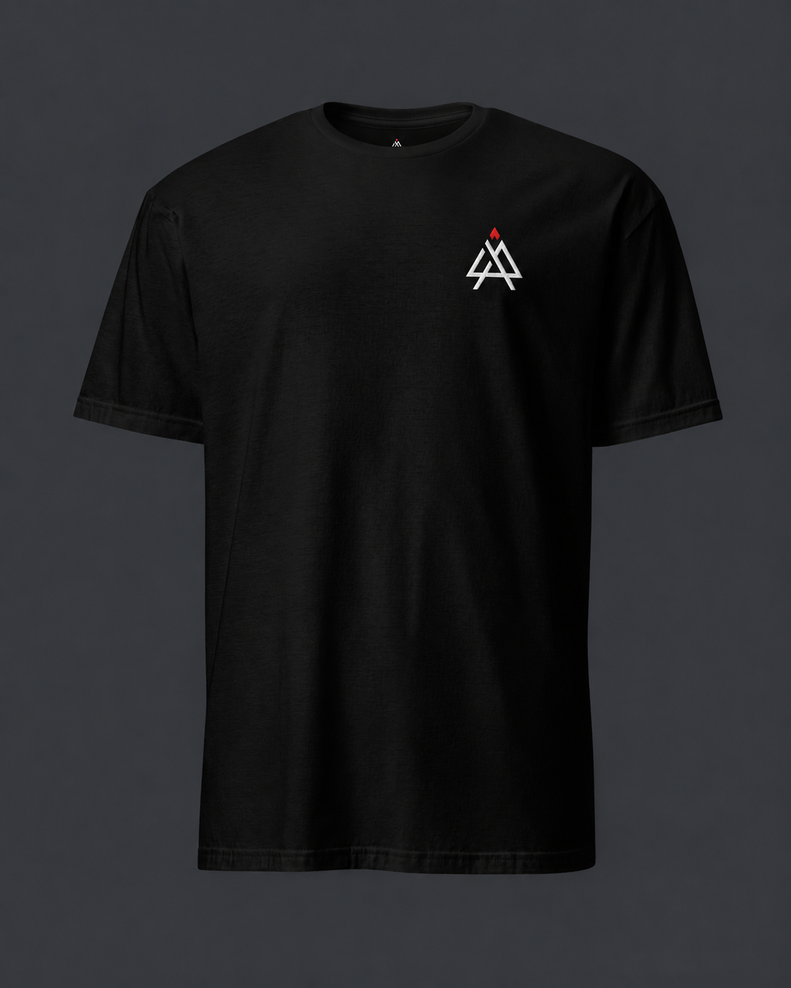 Black t-shirt with a small '4 AM NATION' logo on the chest against a dark background