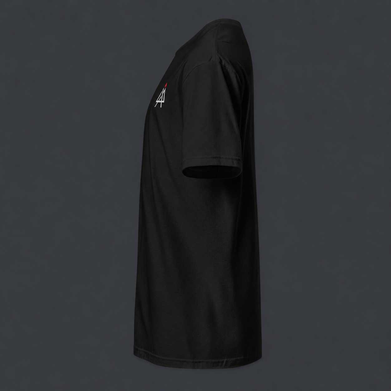 Black t-shirt with a small '4 AM NATION' logo on the sleeve against a dark background