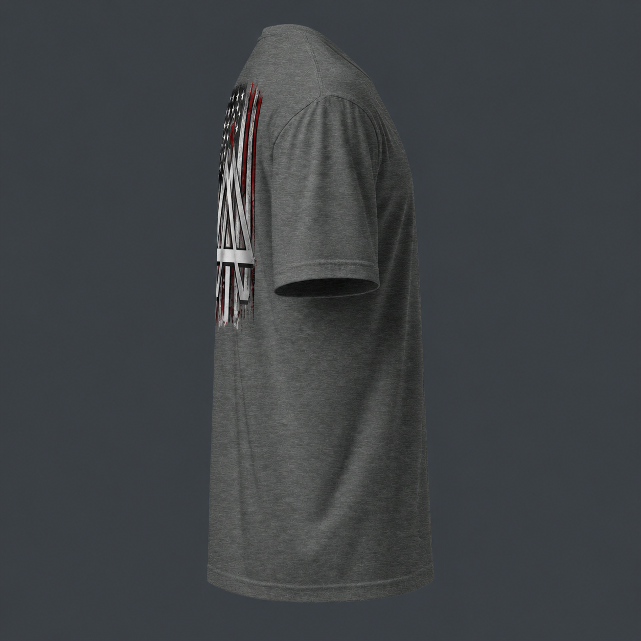 Gray t-shirt with a '4 AM NATION' design on the back against a dark gray background
