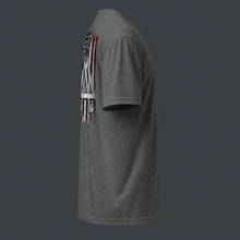 Load image into Gallery viewer, Gray t-shirt with a '4 AM NATION' design on the back against a dark gray background