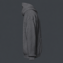 Load image into Gallery viewer, Dark heather gray hoodie against a dark background