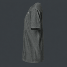 Load image into Gallery viewer, Heather Gray t-shirt with '4 AM NATION' logo on the chest against a dark background