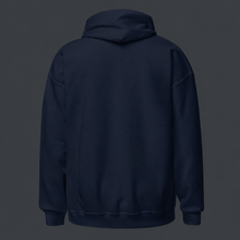Load image into Gallery viewer, Navy blue 4 am nation hoodie on a dark gray background
