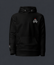 Load image into Gallery viewer, Black hoodie with '4 AM NATION' logo on the chest against a dark background