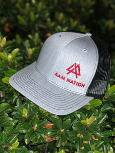 HEATHER GREY AND BLACK - RED LOGO WHITE TIP