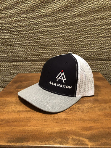 NAVY WHITE AND HEATHER GREY